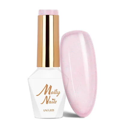 Esmalte semipermanente Molly Lac Transparent Glitter Pink 8 gr 23 Hema free