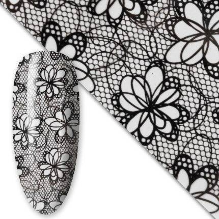 Foil Transfer Encaje Negro Flores