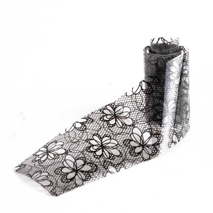 Foil Transfer Encaje Negro Flores