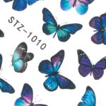 Pegatina uñas al Agua Mariposas azules STZ-1010