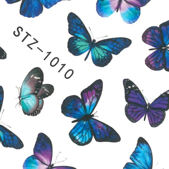 Pegatina uñas al Agua Mariposas azules STZ-1010