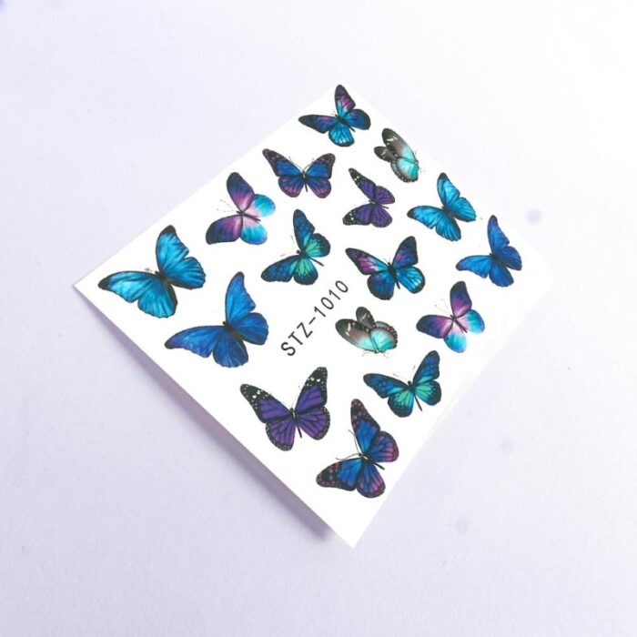 Pegatina uñas al Agua Mariposas azules STZ-1010