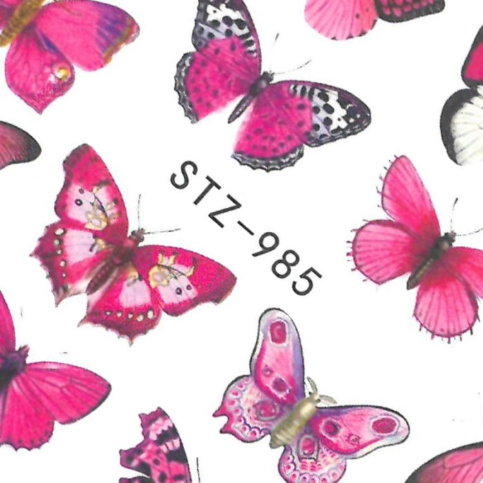 Pegatina uñas al Agua Mariposas rosas STZ-985