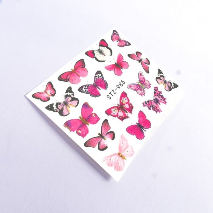 Pegatina uñas al Agua Mariposas rosas STZ-985