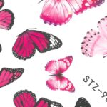 Pegatina uñas al Agua Mariposas rosas partidas STZ-984
