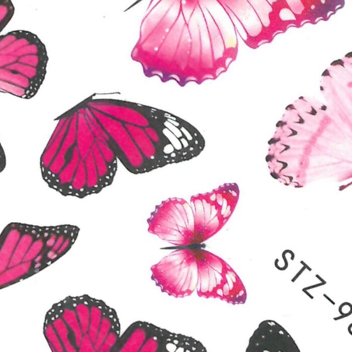 Pegatina uñas al Agua Mariposas rosas partidas STZ-984