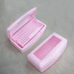 Caja esterilizadora rosa para desinfectar instrumentos (tapa transparente)