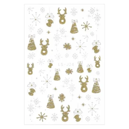 Pegatina uñas Navidad 3D Oro blanco LS-J24