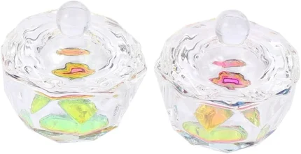 Vasito de cristal transparente con tapa